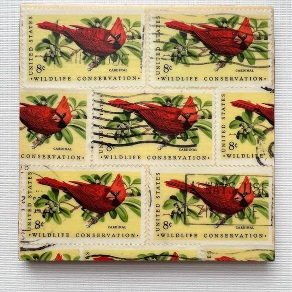 Wildlife Coasters Set x4 Recycled Postage Stamps - Picture 3 of 10